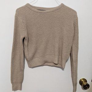 FOREVER 21 NUDE/BEIGE CROPPED KNIT SWEATER
